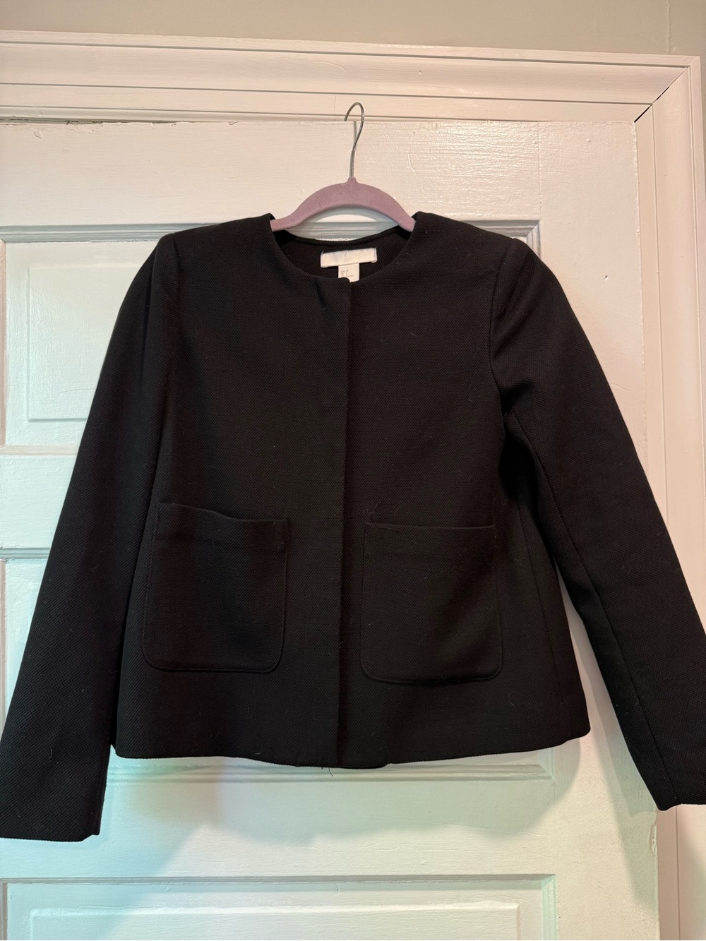 H&M Black Collarless Pocket Blazer